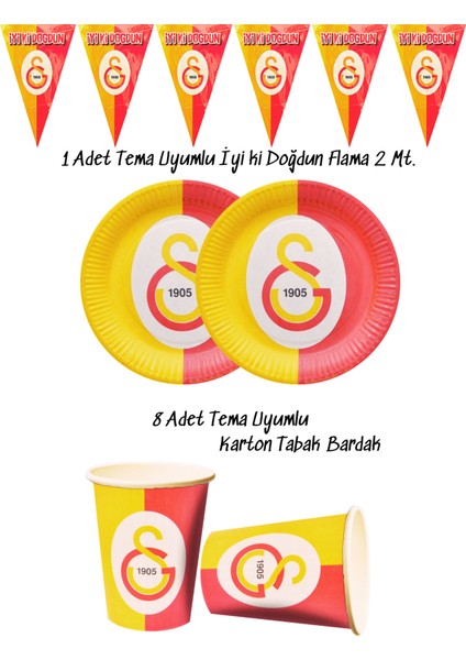 Temalı Tabak , Bardak , Flama Bayrak Doğum Günü Süsleri