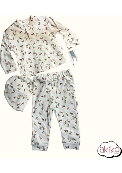 Bebek Pijama Takımı Şapkalı %100 Pamuklu Yusufçuk Desenli 0-1 Yaş fiyatları