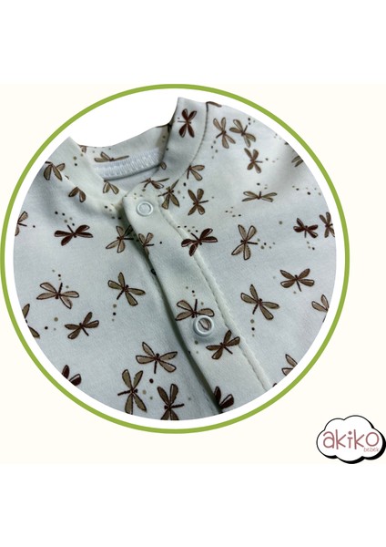 Bebek Pijama Takımı Şapkalı %100 Pamuklu Yusufçuk Desenli 0-1 Yaş