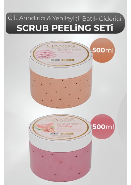Scrub Peeling Seti 1000GR Derin Arındırıcı - Yenileyici - Batık Önleyici - Çilek Bacak Onarıcı