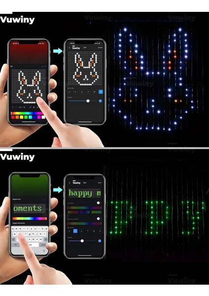 Mobil Uygulamalı Senkronizasyonlu USB Girişli Rgb Akıllı LED Perde (2x2 Metre)