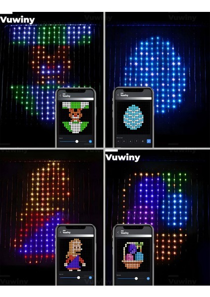 Mobil Uygulamalı Senkronizasyonlu USB Girişli Rgb Akıllı LED Perde (2x2 Metre)