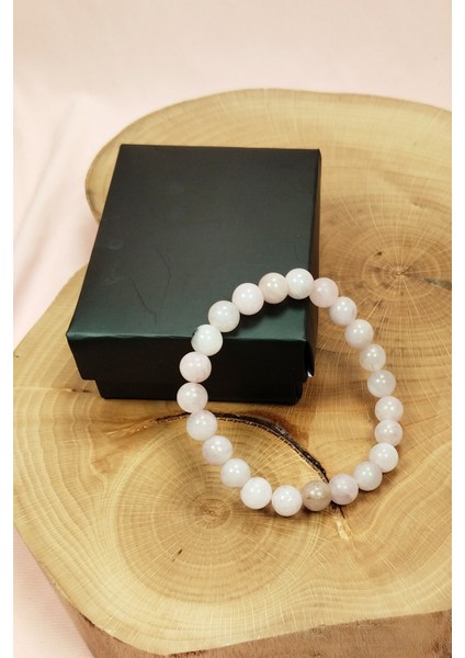 Pembe Kuvars Doğal Taş Bileklik Kutulu modelleri