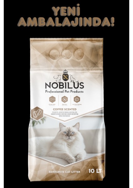 Kahve Kokulu, Koku Hapseden, Topaklanan, Tozsuz Kedi Kumu 10 Lt Anti-Bakterial Türkiye'de Ilk ve Tek