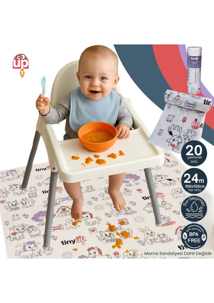 Tek Kullanımlık Mama Sandalyesi Altı & Aktivite Örtüsü - 100X120 cm – 20 Adet Sıçrama Koruyucu Matı