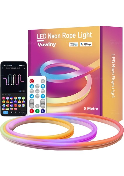 APP Sese Duyarlı WIFI Özellikli IP67 RGB-IC Yüksek Parlaklık Neon Akıllı Aydınlatma (5 Metre - 24V)
