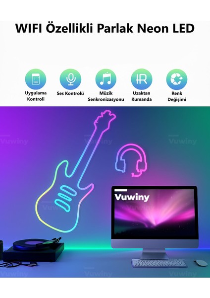 APP Sese Duyarlı WIFI Özellikli IP67 RGB-IC Yüksek Parlaklık Neon Akıllı Aydınlatma (5 Metre - 24V) fiyatları