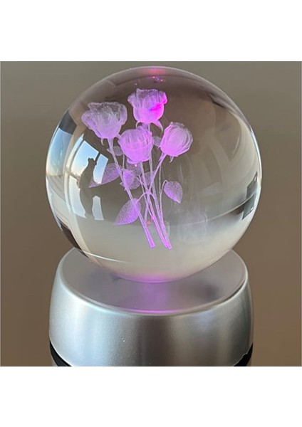 Gül Buketi Tasarımlı 3D Cam Küre 6cm fiyatları