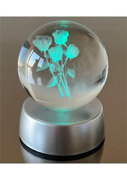 Gül Buketi Tasarımlı 3D Cam Küre 6cm modelleri