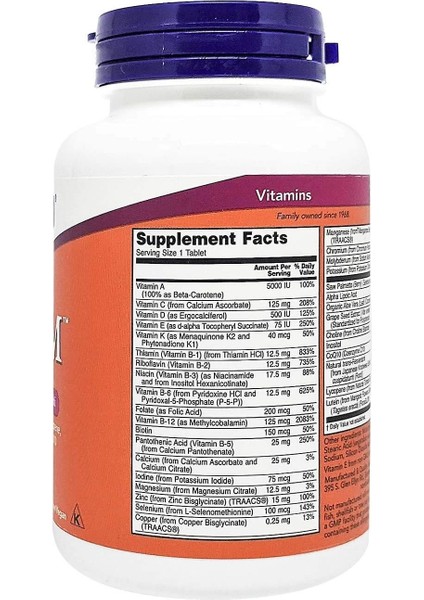 Foods Adam Men's Multivitamin Saw PALMETTO+CHOLINE+ZINC+COPPER+MOLYBDENUM+COQ10+RESVERATROL 60 modelleri