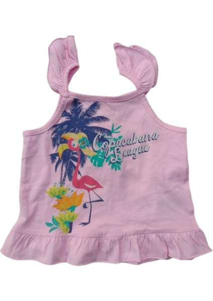 Kız Çocuk İkili Yazlık Takım – Askılı Pembe Tişört & Ekru Şort – %100 Pamuk fiyatları