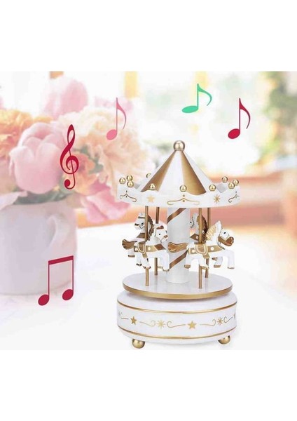 Dekoratif Atlı Karınca Müzik Kutusu Beyaz