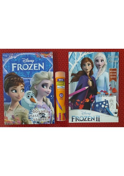 2 Adet Stickerli Boyama Kitabı ve 12 Li Tüp Kuru Boya Kalemi ( Frozen/frozen2 )