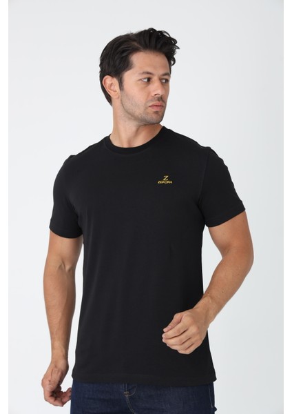 Siyah Tişört - Sarı Nakışlı "z / Zekora" Sol Göğüs Tasarımı modelleri