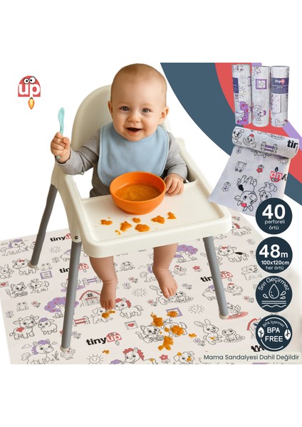 Tek Kullanımlık Mama Sandalyesi Altı & Aktivite Örtüsü - 100X120 cm – 40 Adet Sıçrama Koruyucu Matı