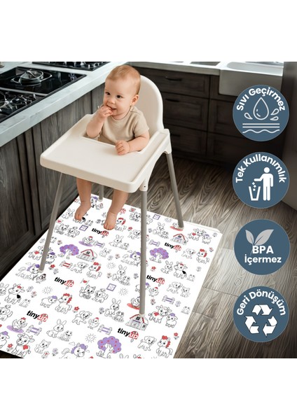 Tek Kullanımlık Mama Sandalyesi Altı & Aktivite Örtüsü - 100X120 cm – 40 Adet Sıçrama Koruyucu Matı modelleri