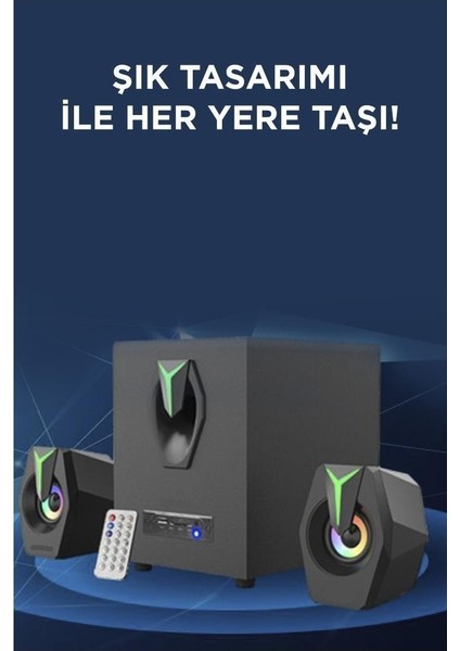 D38 Bluetooth Hoparlör 2 In1 Subwoofer Rgb Işıklı Bilgisayar Hoparlörü Speaker modelleri