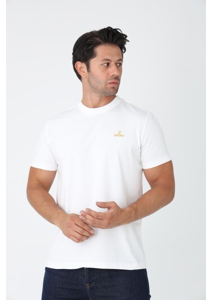 Beyaz Tişört - Sarı Nakışlı "z / Zekora" Sol Göğüs Tasarımı fiyatları