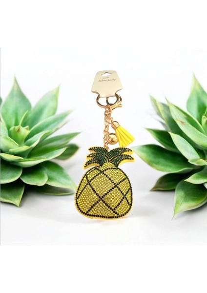 Ananas Figürlü Taşlı Çanta Süsü ve Anahtarlık