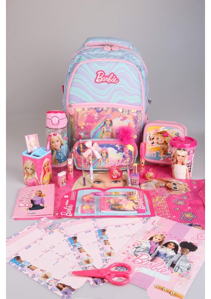 Dekomus Ile Yeni Sezon Lisanslı Barbıe'nin Deniz Kızı Rüyası Koleksiyonu Okul ve Kalem Çantası Ile 500 ml Matara,beslenme Kabı Full Kırtasiye Seti