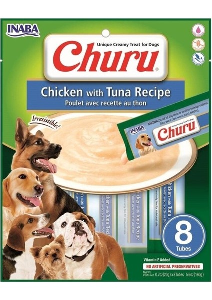 Churu Ton Balıklı ve Tavuklu Tamamlayıcı Köpek Ödül Maması 8 x 20 gr