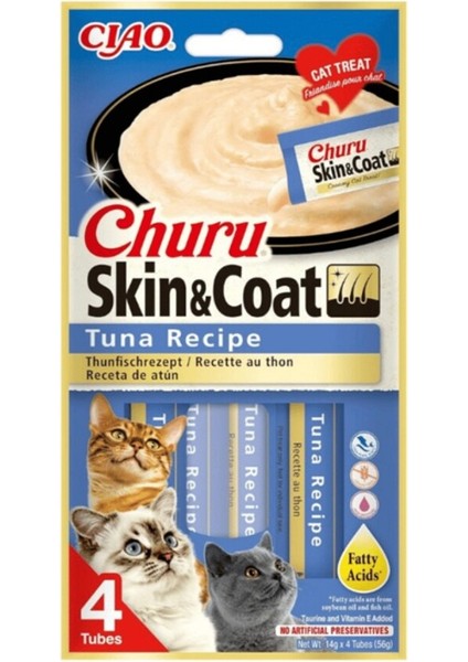Churu Skin&coat -Cilt ve Tüy Sağlığı- Ton Balıklı Kedi Ödül Maması 4*14 gr