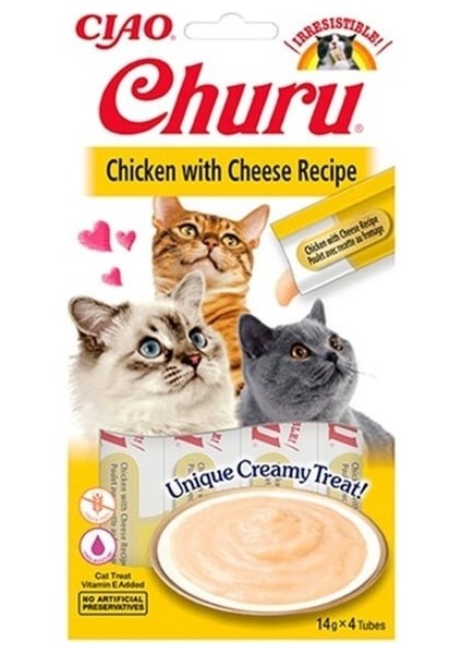 Churu Cream Tavuklu ve Peynirli Kedi Ödül Kreması 4*14 gr
