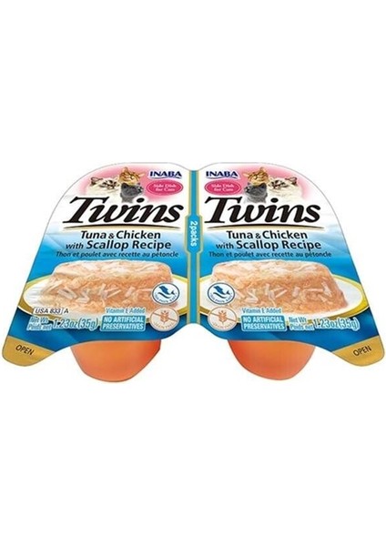 Twins Churu Ton Balıklı Deniz Taraklı ve Tavuklu Kedi Ödül Jölesi 2 x 35 gr