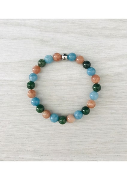 Mk Tasarı Gerçek Mavi Kuvars, Güneş Taşı, Kantaşı Bileklik MK100157