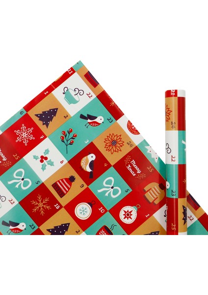 70X100 Yılbaşı Temalı Hediye Paketleme Kağıdı - 2'li Paket - M16