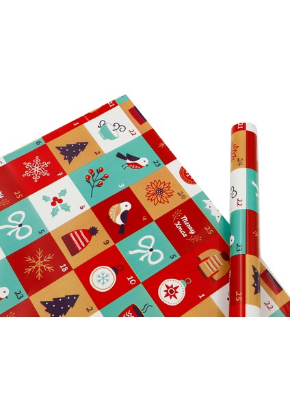 70X100 Yılbaşı Temalı Hediye Paketleme Kağıdı - 2'li Paket - M16 fiyatları