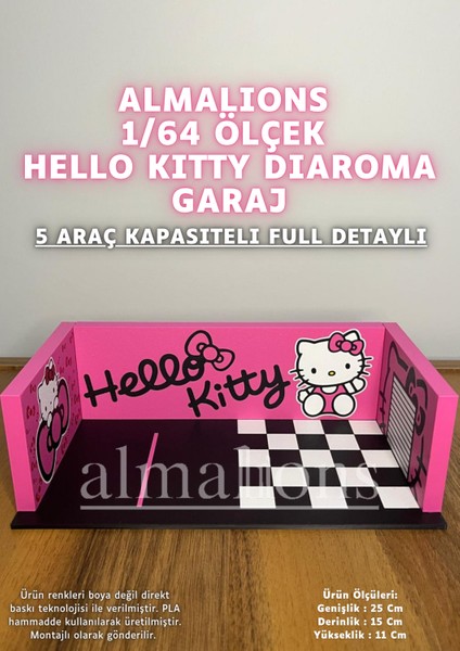 1/64 Ölçek Diaroma Araç Sergileme Garajı - Hello Kitty - 5 Araçlık fiyatları