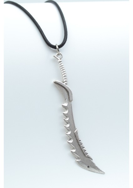 Kılıç Deri ip Kolye - Gümüş Kaplama - Kadın Erkek Kolye - No:909