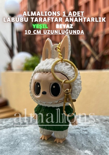 Yeşil Beyaz 10 cm Labubu Figürü - Çanta Charm – Çanta Süsü - Charm - Anahtarlık fiyatları