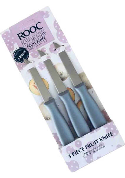 Rooc Paslanmaz Çelik 3'lü Meyve Sebze Bıçak Seti & 17 cm Kaliteli ve Kullanışlı