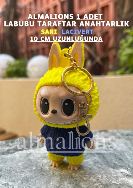 Sarı Lacivert 10 cm Labubu Figürü - Çanta Charm – Çanta Süsü - Charm - Anahtarlık fiyatları