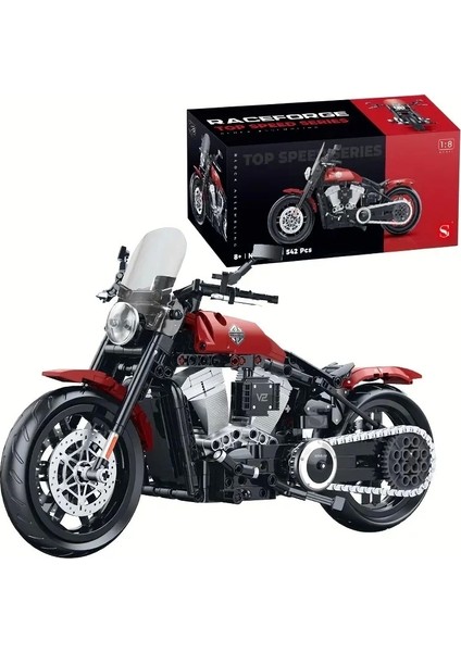 Teknik Motosiklet Yapım Seti 542 Parça 1:8 Ölçekli 8+ Yaş Model Kiti Hediye Yapı Blok Oyuncak Seti