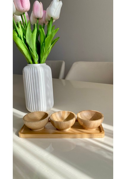 Bambu Çerezlik - Sosluk - Reçellik - Lokumluk - Kahvaltılık 4'lü Set modelleri