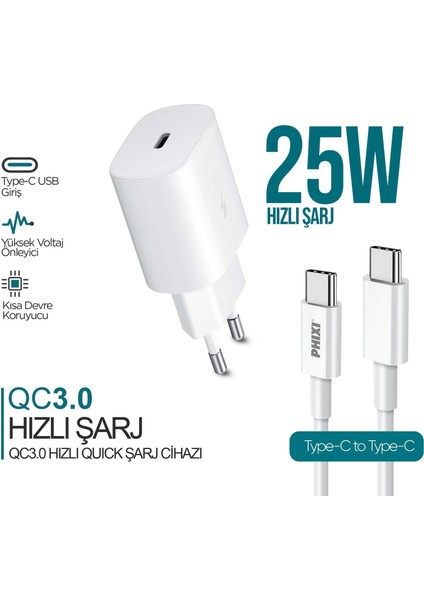 Phixi Ultimate UPD4125T 25W Pd Girişli Type-C Hızlı Şarj Cihazı fiyatları
