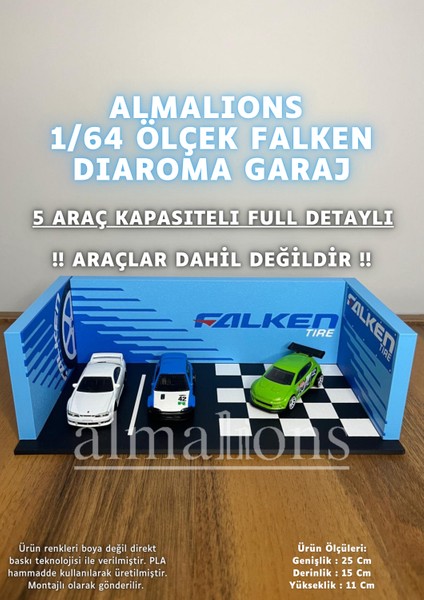 1/64 Ölçek Diaroma Araç Sergileme Garajı - Falken - 5 Araçlık