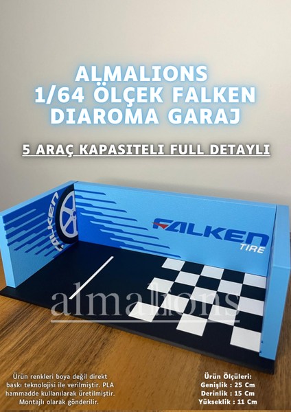 1/64 Ölçek Diaroma Araç Sergileme Garajı - Falken - 5 Araçlık modelleri
