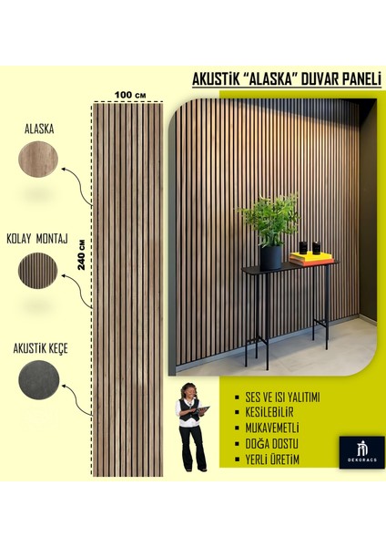 100X240 Alaska Renk 3D Akustik Ahşap Duvar Paneli