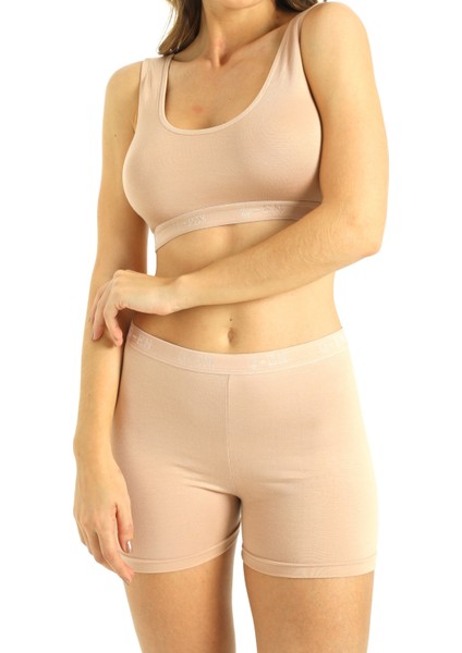 Kadın Bambu Mini Tayt Nefes Alan Yumuşak Dokulu Slim Fit İç Giyim Ten Renk fırsatları
