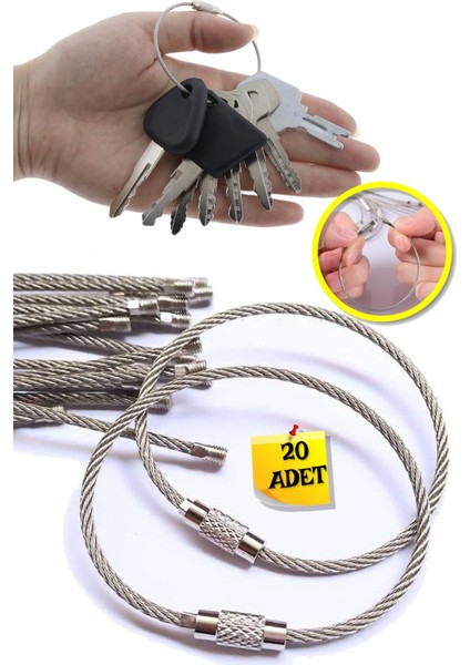 Çelik Tel 15 cm Anahtarlık - 20 Adet