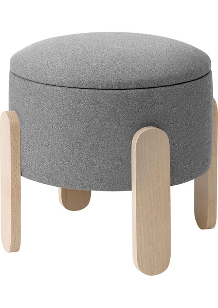 Förlunda Puf 41 x 44 cm Tonerud Gri Saklama Gözlü Kumaş Kaplı Depolamalı