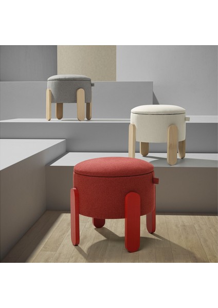 Förlunda Puf 41 x 44 cm Tonerud Gri Saklama Gözlü Kumaş Kaplı Depolamalı fiyatları