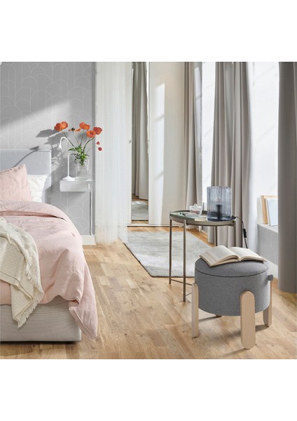 Förlunda Puf 41 x 44 cm Tonerud Gri Saklama Gözlü Kumaş Kaplı Depolamalı modelleri