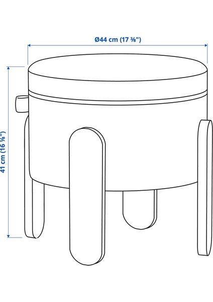 Förlunda Puf 41 x 44 cm Tonerud Gri Saklama Gözlü Kumaş Kaplı Depolamalı fırsatları
