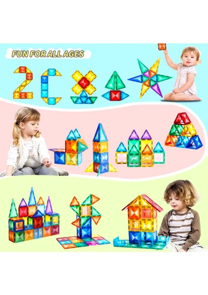 Magnescape Magnetic Tiles Mıknatıslı 3D Yapı Oyuncağı Seti - 54 Parça modelleri