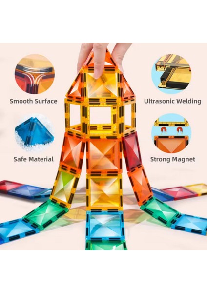 Magnescape Magnetic Tiles Mıknatıslı 3D Yapı Oyuncağı Seti - 54 Parça fırsatları